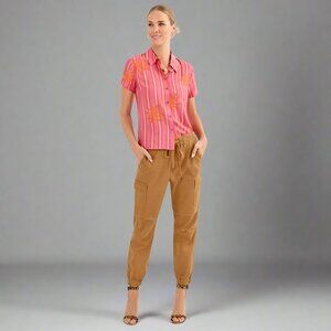 Cabi pink and orange Cottage top, size S, NEW WITH TAGS!